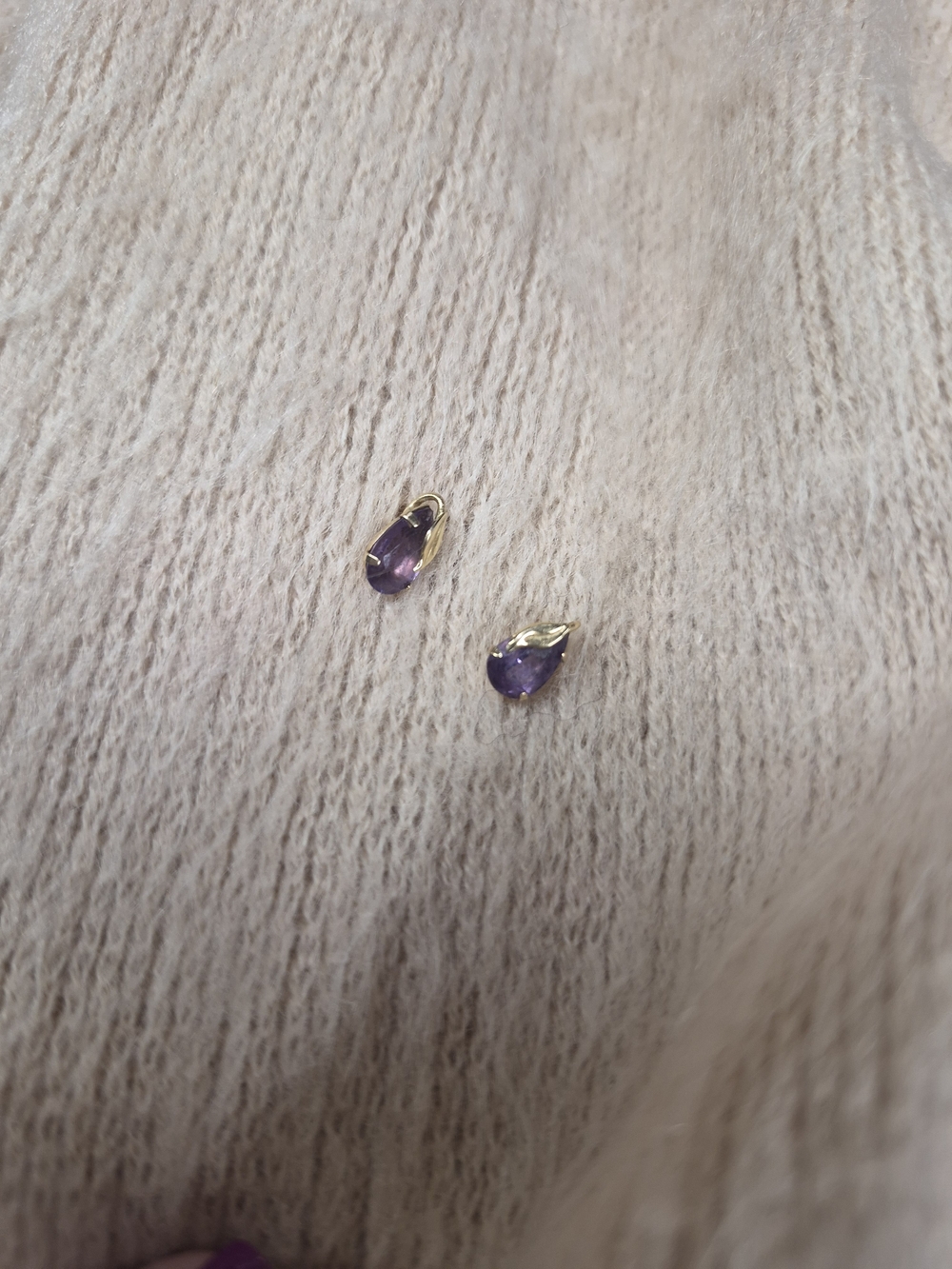14 K Gold Teardrop Amethyst Earrings - Women Jewelry